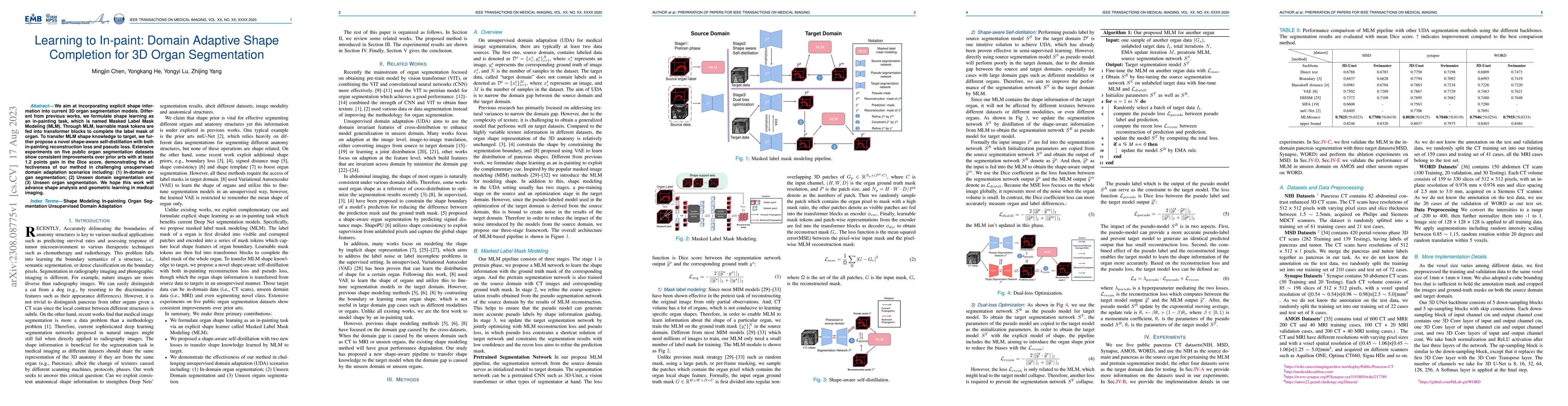 Thumbnail for Learning to In-paint: Domain Adaptive Shape Completion for 3D Organ
  Segmentation