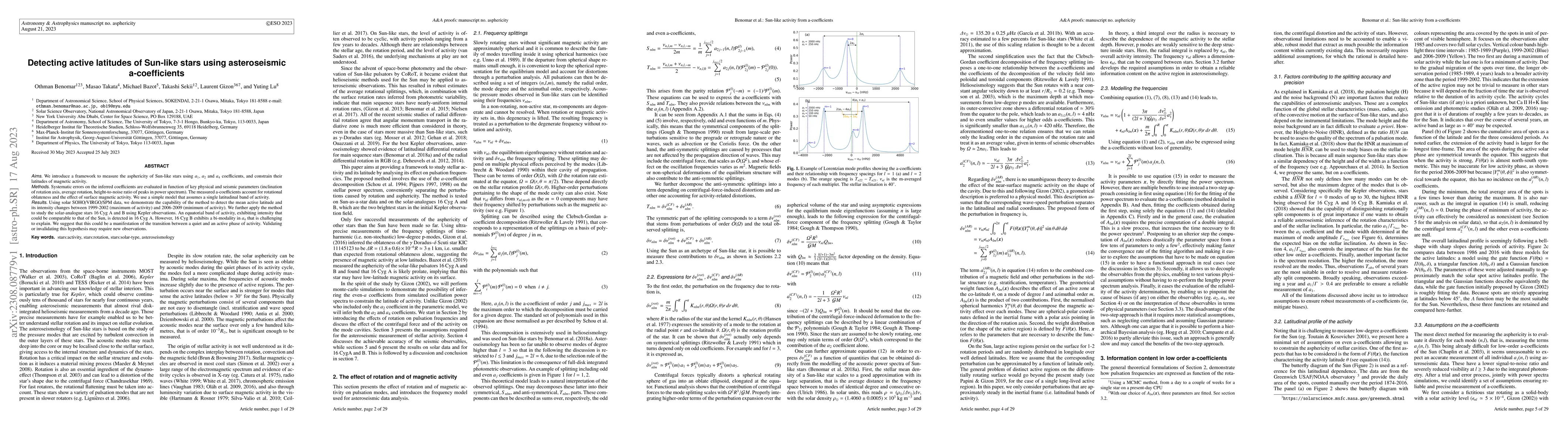 Thumbnail for Detecting active latitudes of Sun-like stars using asteroseismic
  a-coefficients