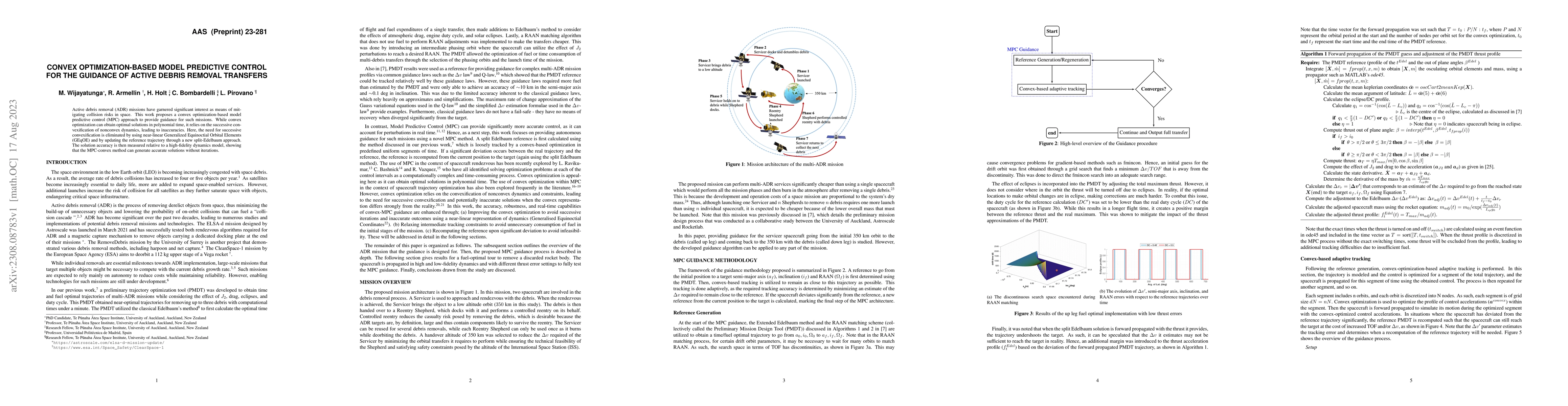Thumbnail for Convex Optimization-Based Model Predictive Control for the Guidance of
  Active Debris Removal Transfers