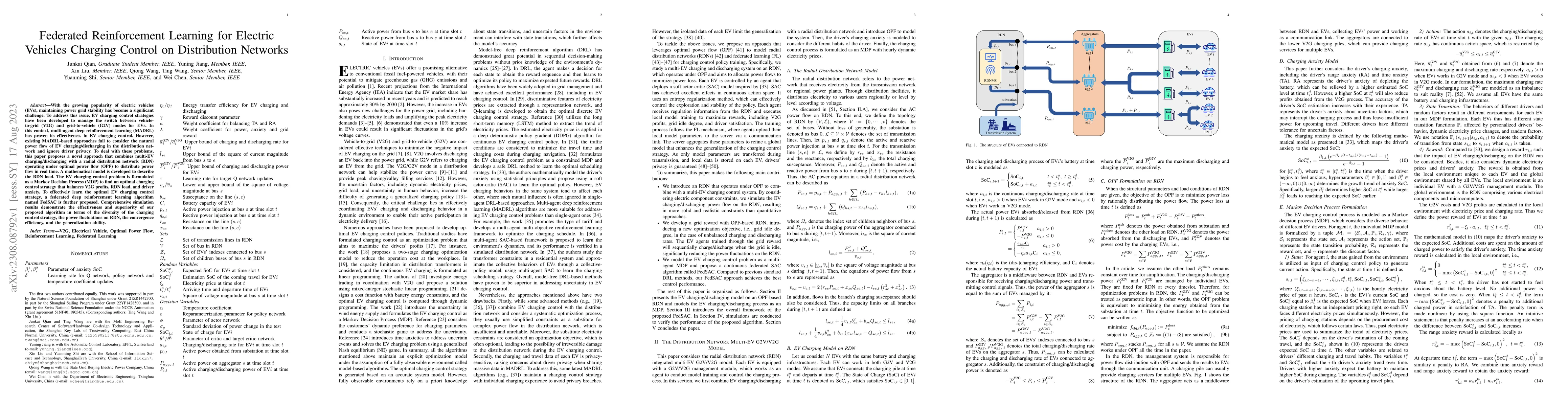 Thumbnail for Federated Reinforcement Learning for Electric Vehicles Charging Control
  on Distribution Networks