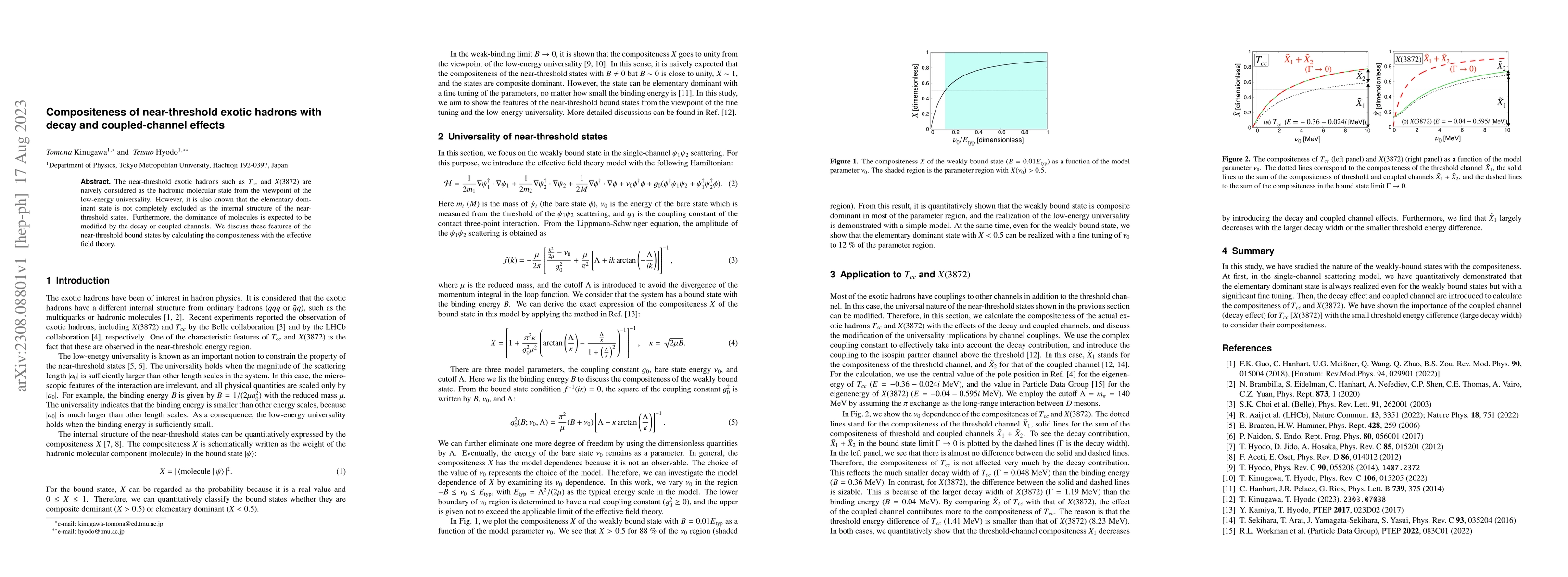 Thumbnail for Compositeness of near-threshold exotic hadrons with decay and
  coupled-channel effects