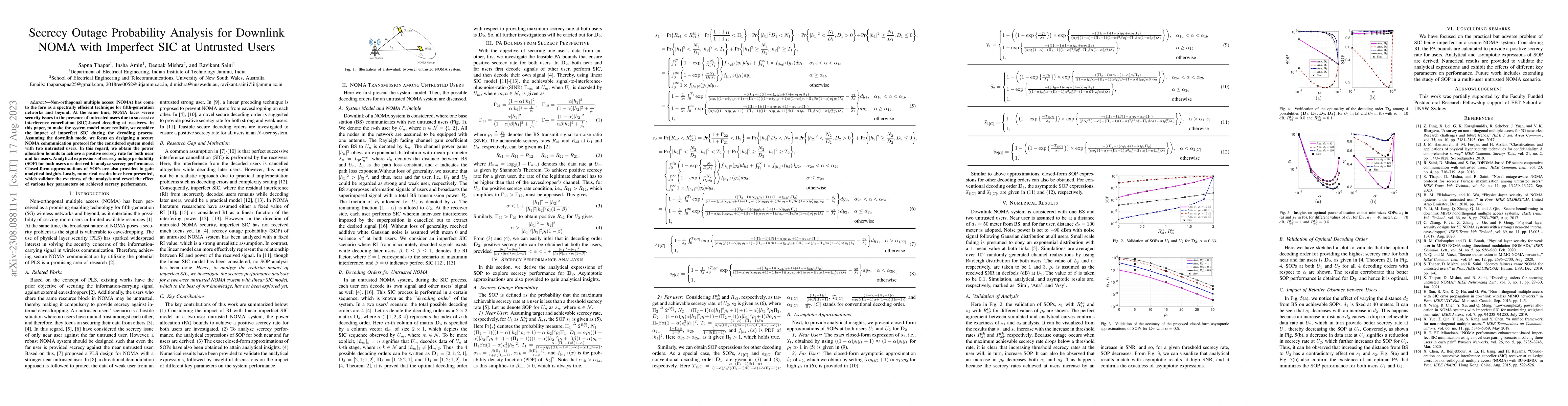 Thumbnail for Secrecy Outage Probability Analysis for Downlink NOMA with Imperfect SIC
  at Untrusted Users