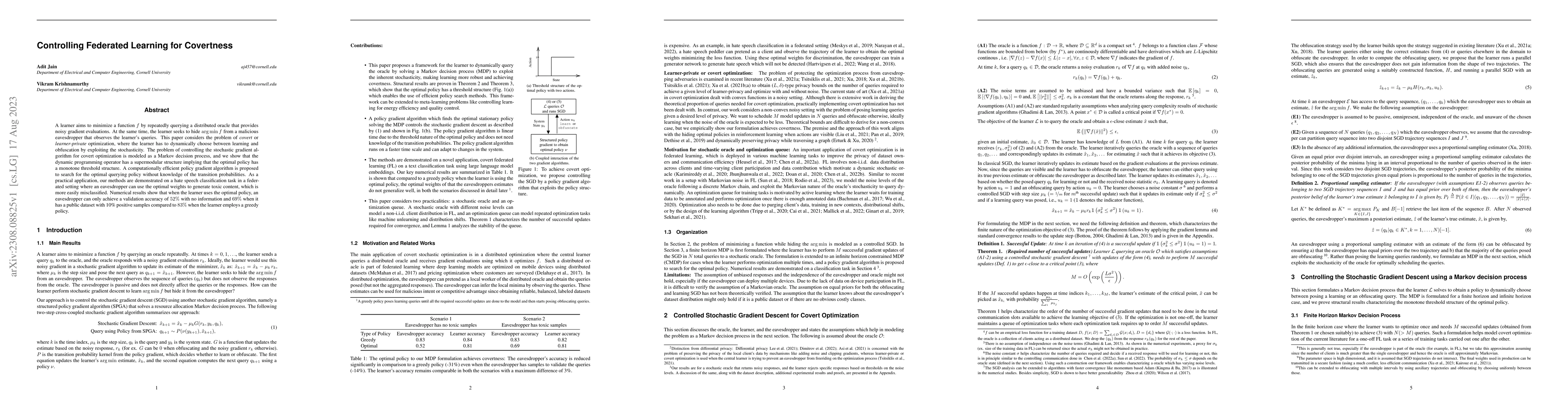 Thumbnail for Controlling Federated Learning for Covertness