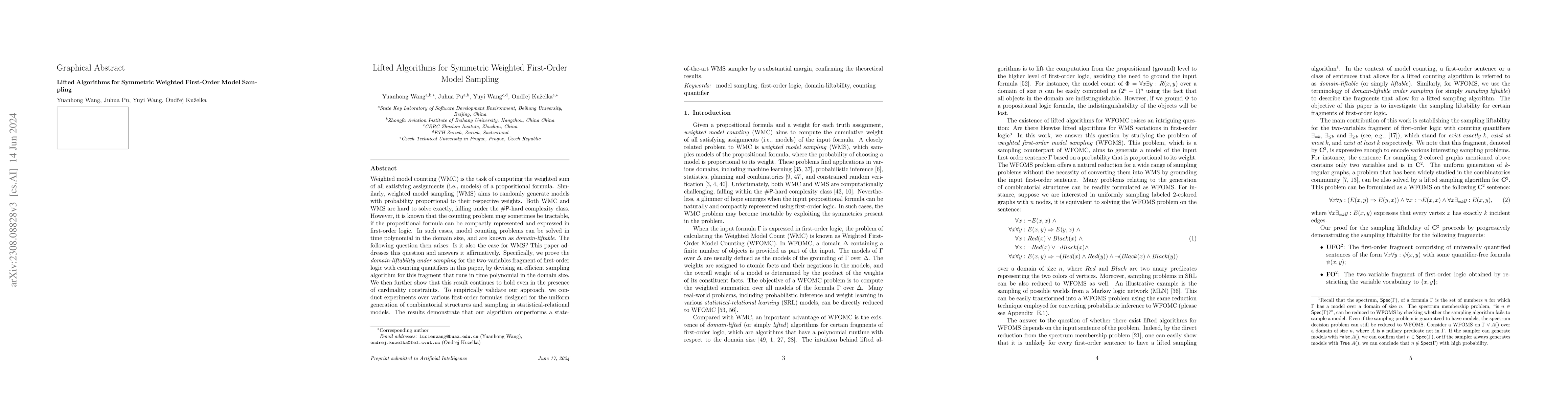 Thumbnail for Lifted Algorithms for Symmetric Weighted First-Order Model Sampling