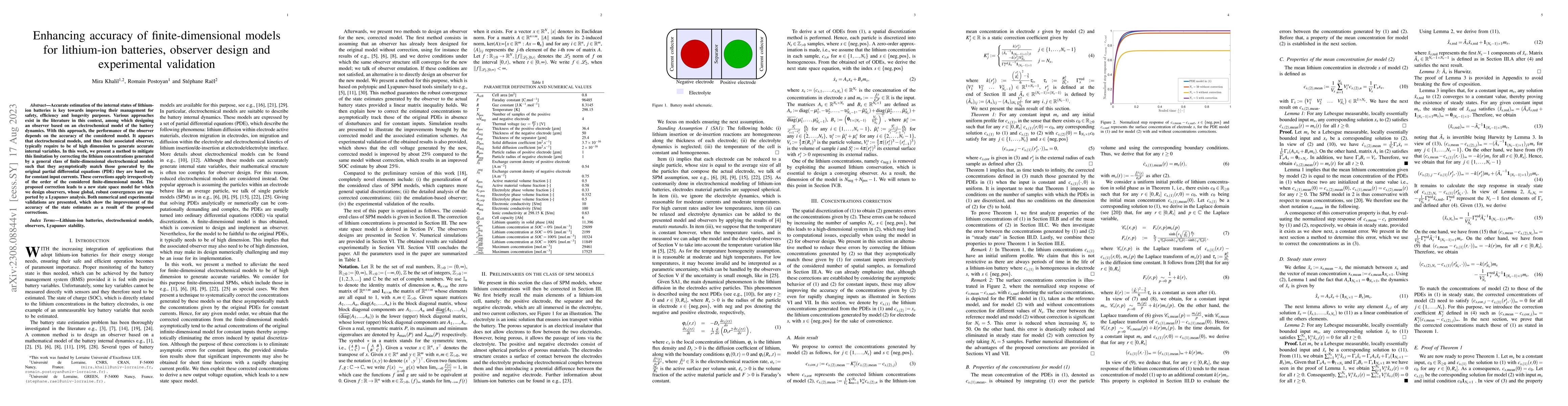 Thumbnail for Enhancing accuracy of finite-dimensional models for lithium-ion
  batteries, observer design and experimental validation