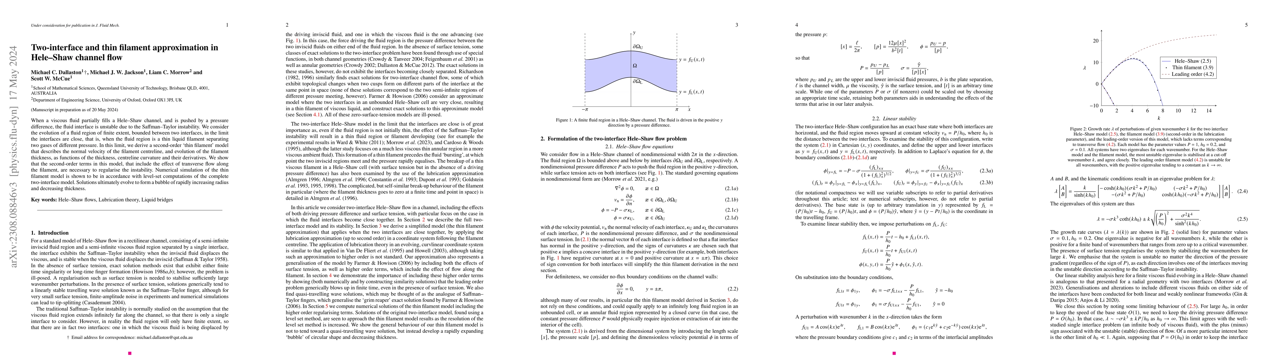 Thumbnail for Two-interface and thin filament approximation in Hele--Shaw channel flow