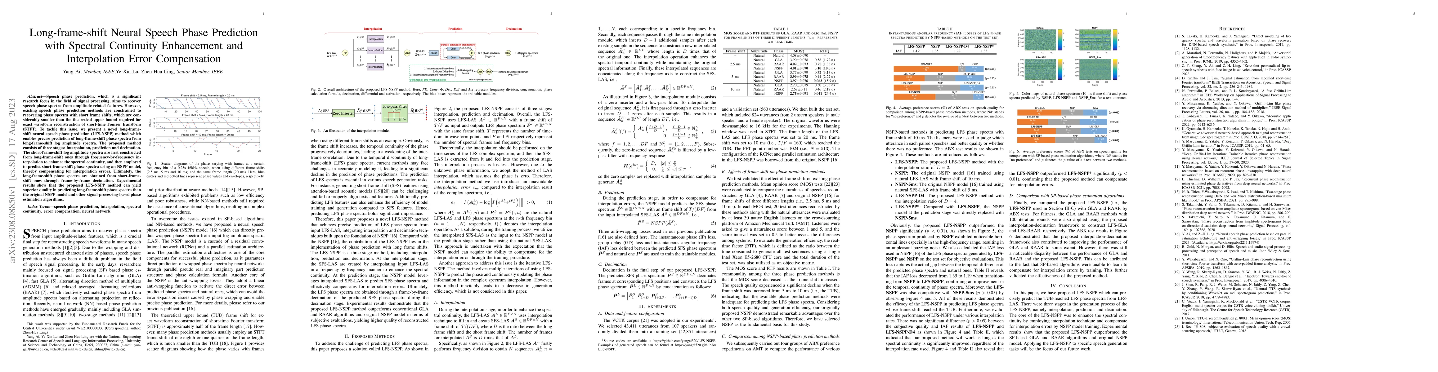 Thumbnail for Long-frame-shift Neural Speech Phase Prediction with Spectral Continuity
  Enhancement and Interpolation Error Compensation
