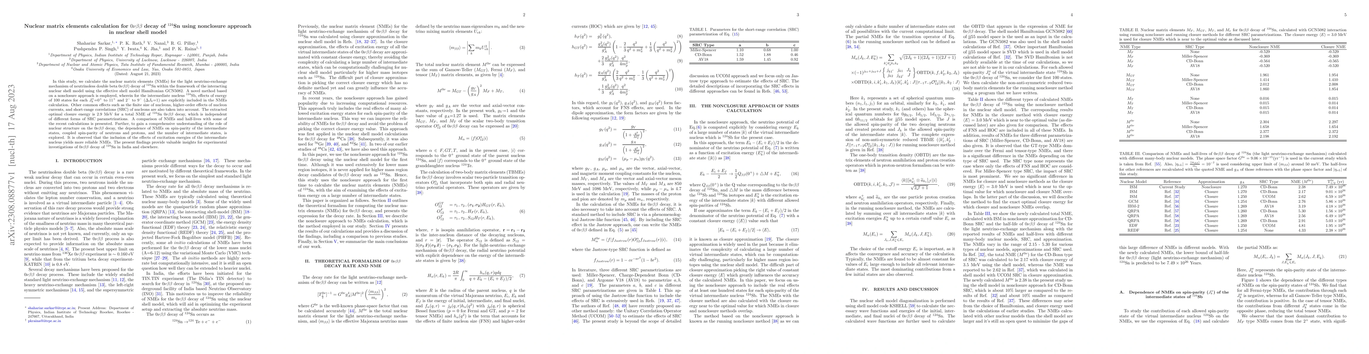 Thumbnail for Nuclear matrix elements calculation for $0\nu\beta\beta$ decay of
  $^{124}$Sn using nonclosure approach in nuclear shell model