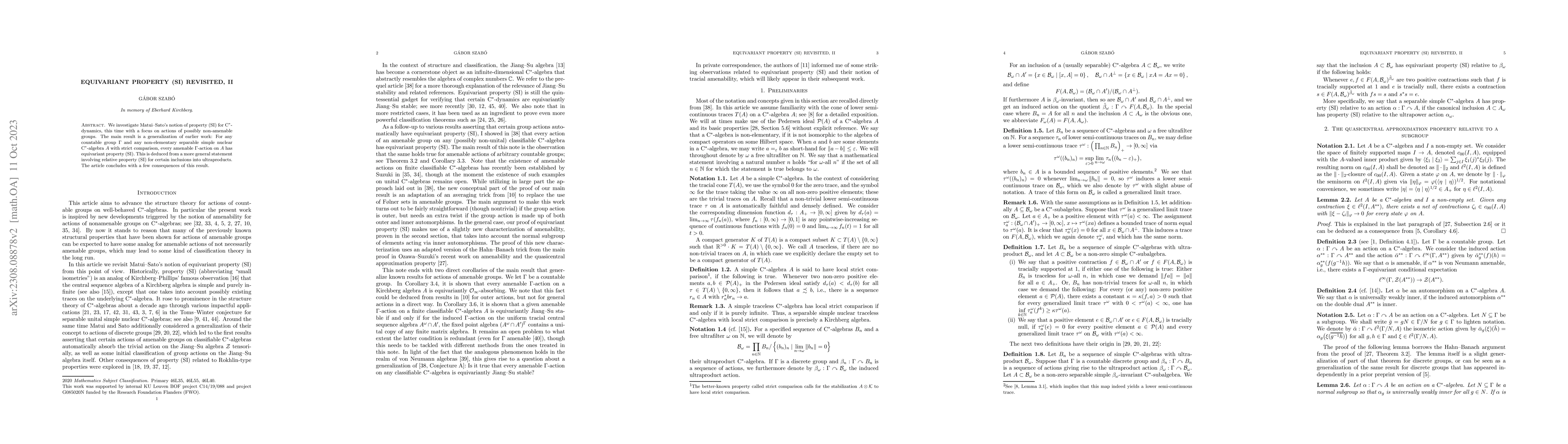 Thumbnail for Equivariant property (SI) revisited, II