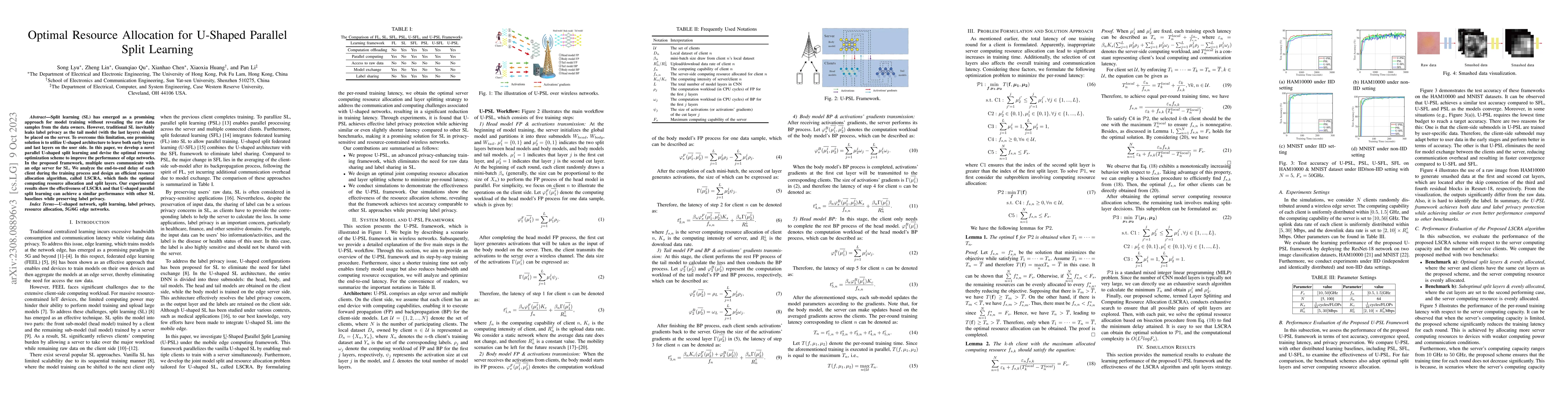 Thumbnail for Optimal Resource Allocation for U-Shaped Parallel Split Learning