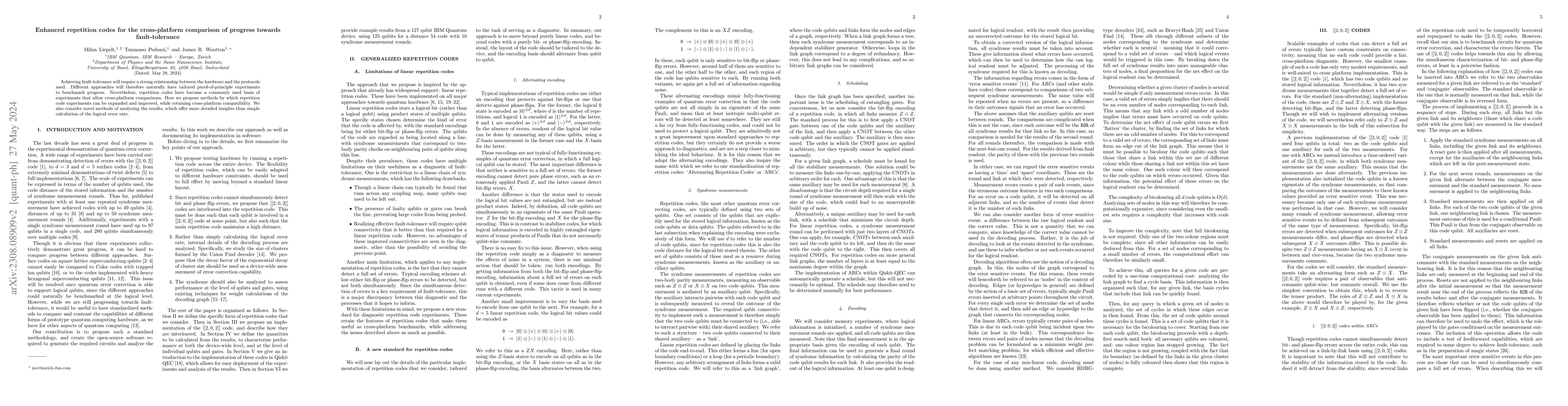 Thumbnail for Enhanced repetition codes for the cross-platform comparison of progress
  towards fault-tolerance