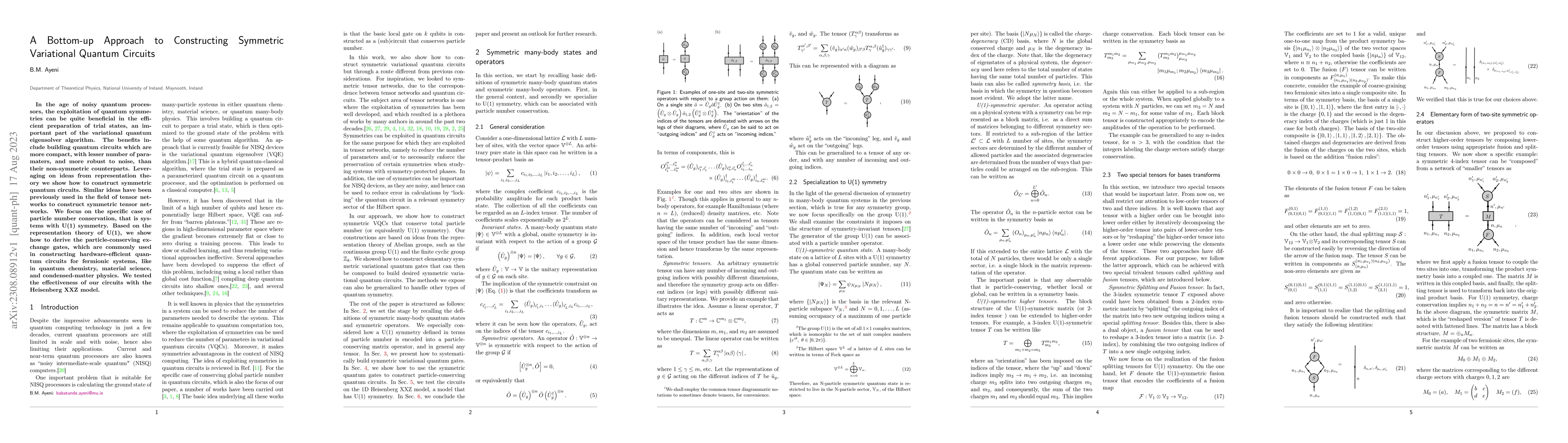 Thumbnail for A Bottom-up Approach to Constructing Symmetric Variational Quantum
  Circuits