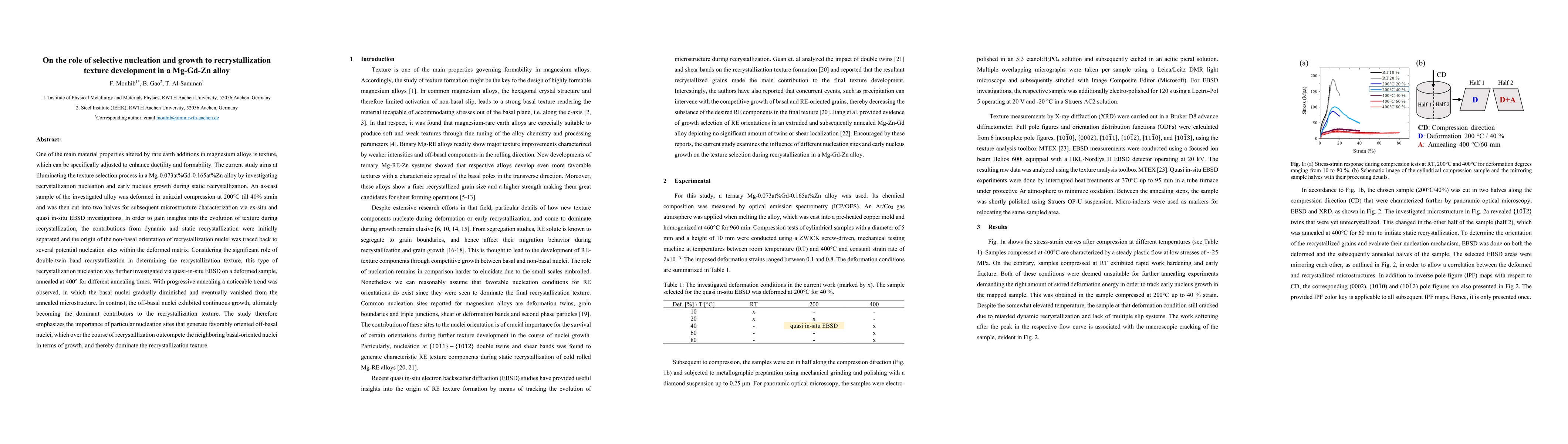 Thumbnail for On the role of selective nucleation and growth to recrystallization
  texture development in a Mg-Gd-Zn alloy