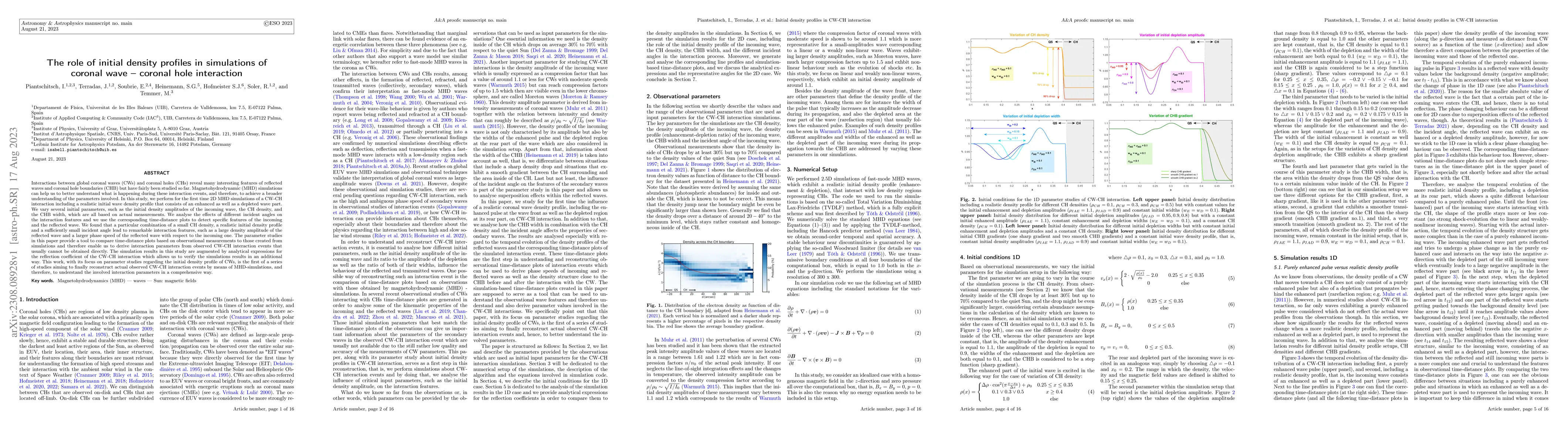 Thumbnail for The role of initial density profiles in simulations of coronal wave -
  coronal hole interaction