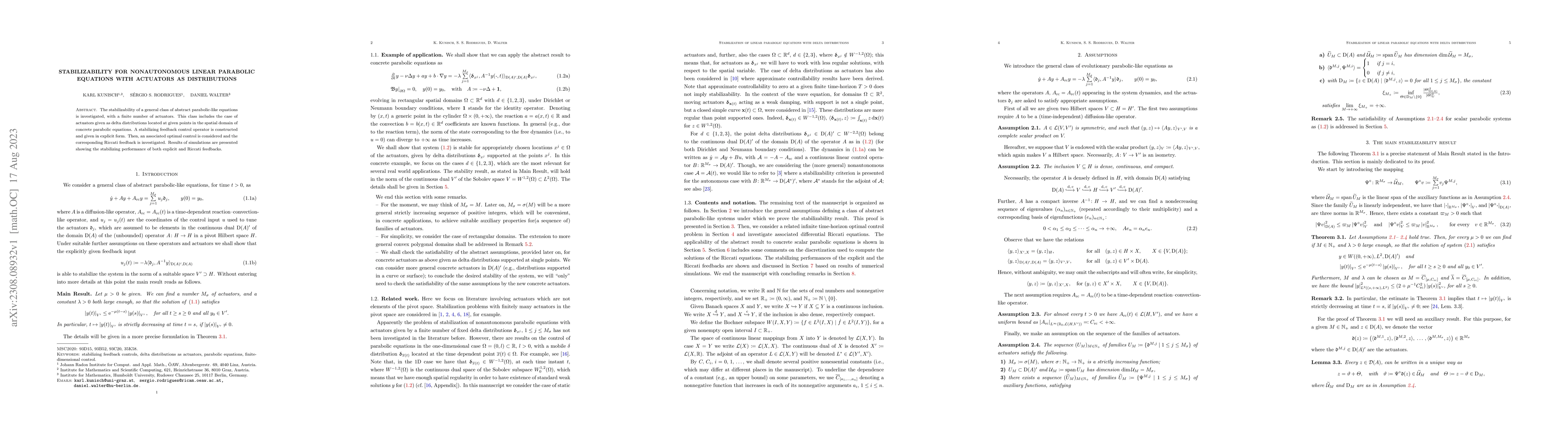 Thumbnail for Stabilizability for nonautonomous linear parabolic equations with
  actuators as distributions
