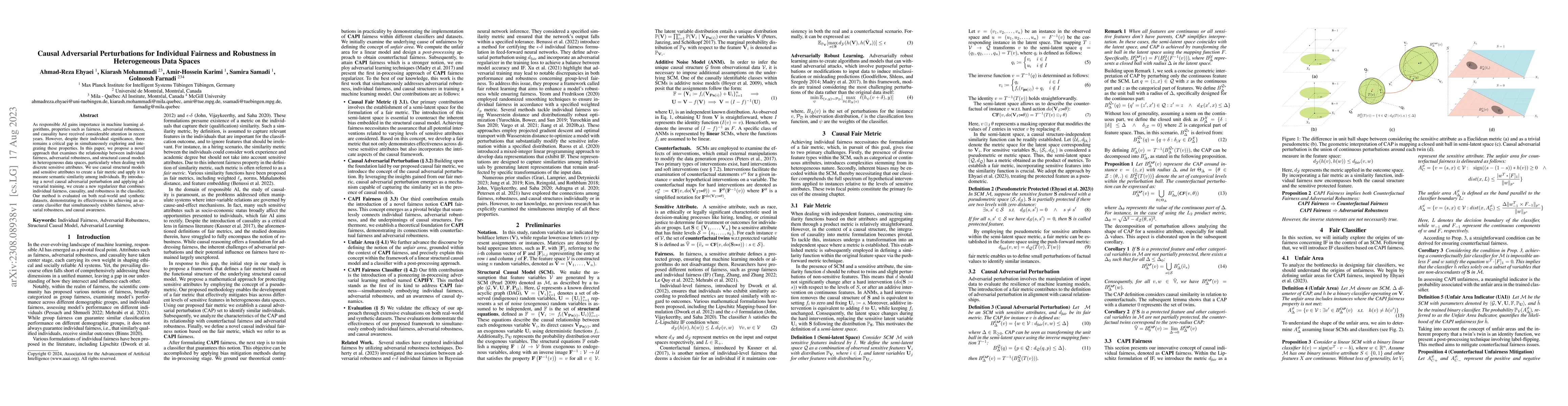 Thumbnail for Causal Adversarial Perturbations for Individual Fairness and Robustness
  in Heterogeneous Data Spaces