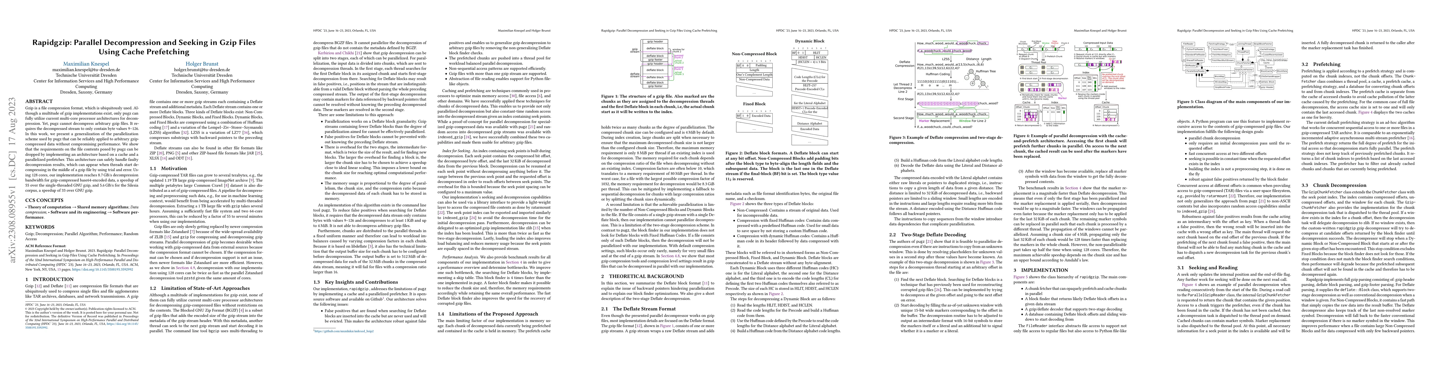 Thumbnail for Rapidgzip: Parallel Decompression and Seeking in Gzip Files Using Cache
  Prefetching