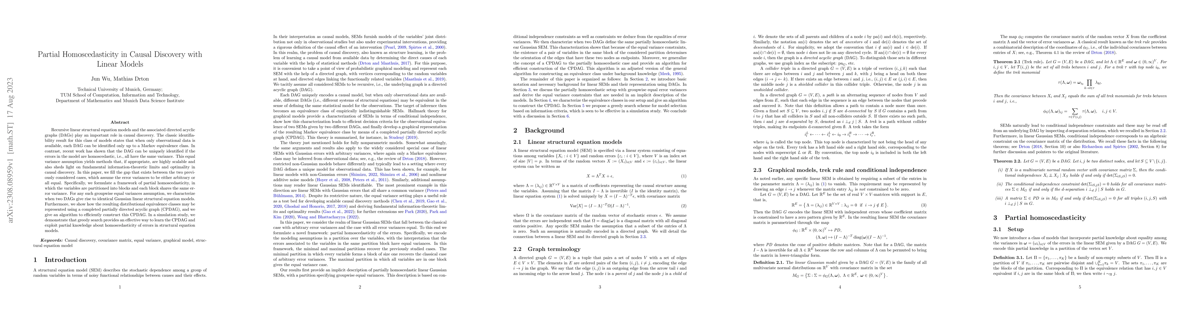 Thumbnail for Partial Homoscedasticity in Causal Discovery with Linear Models