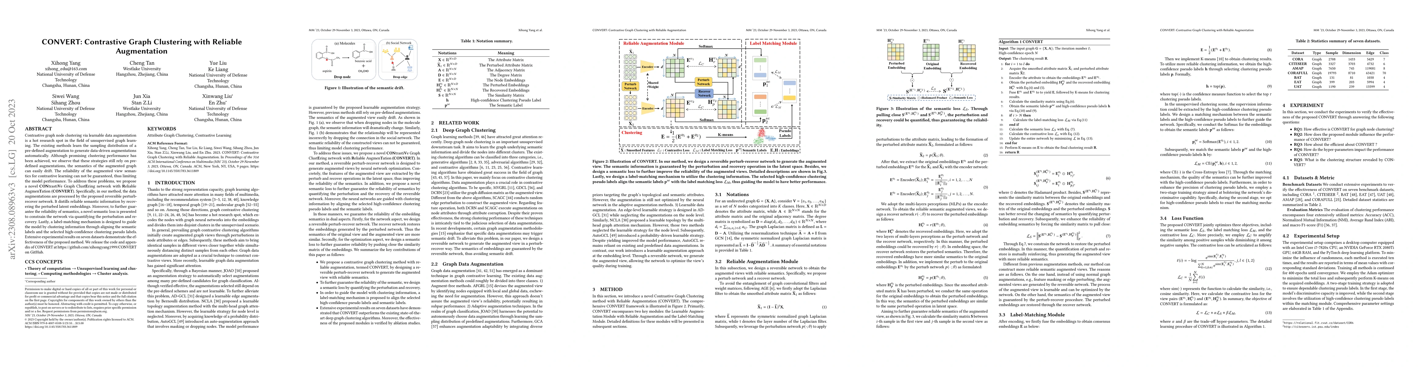 Thumbnail for CONVERT:Contrastive Graph Clustering with Reliable Augmentation