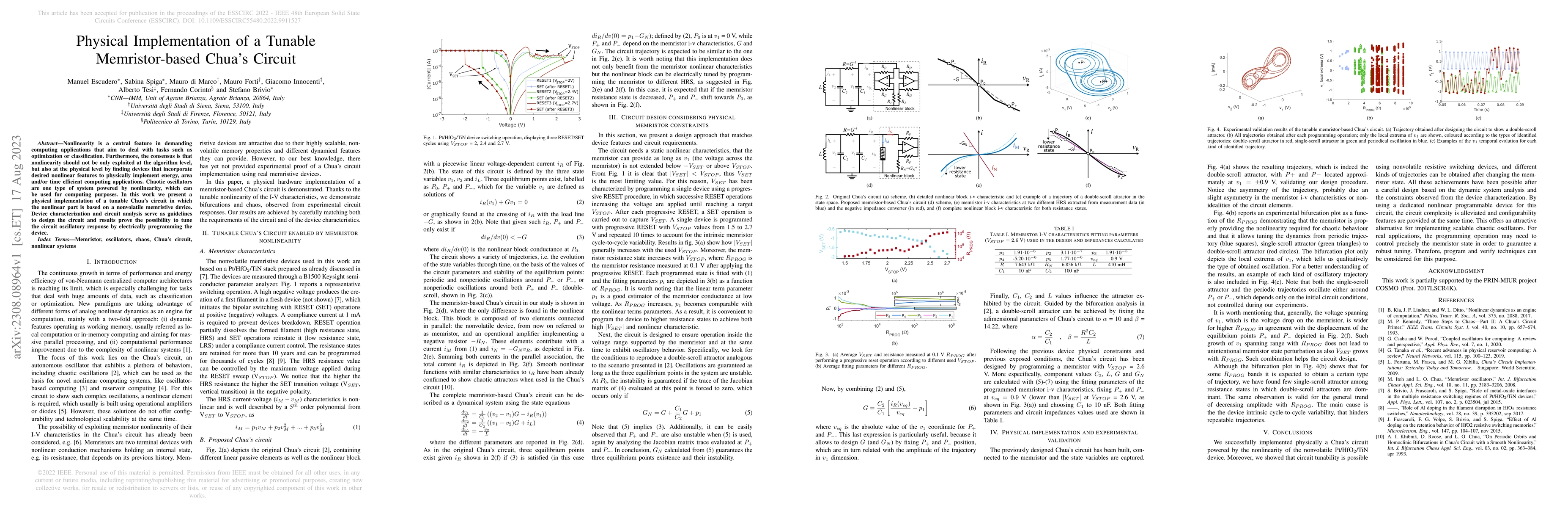 Thumbnail for Physical Implementation of a Tunable Memristor-based Chua's Circuit