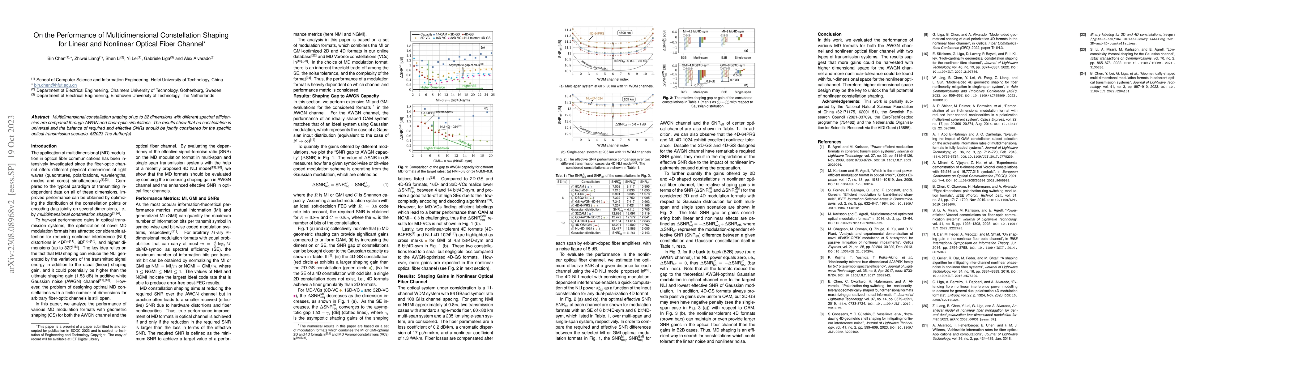 Thumbnail for On the Performance of Multidimensional Constellation Shaping for Linear
  and Nonlinear Optical Fiber Channel