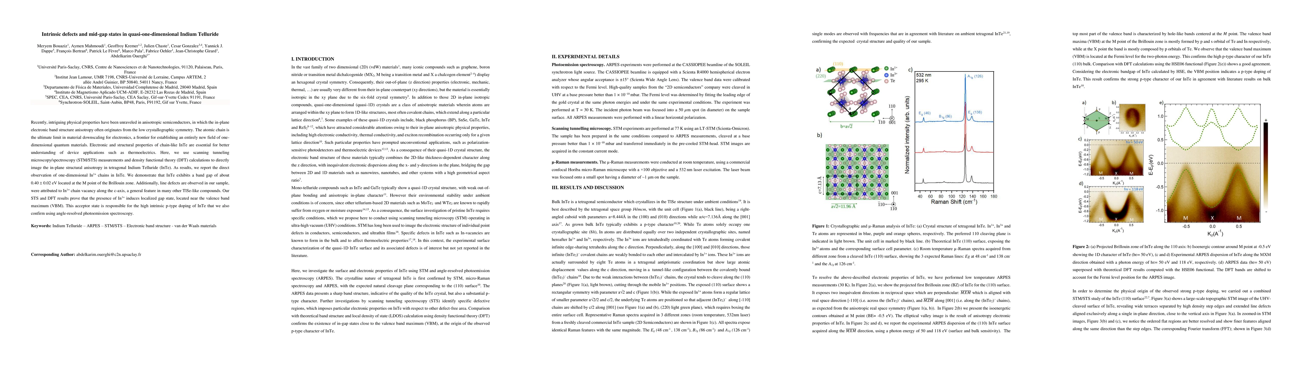 Thumbnail for Intrinsic defects and mid-gap states in quasi-one-dimensional Indium
  Telluride