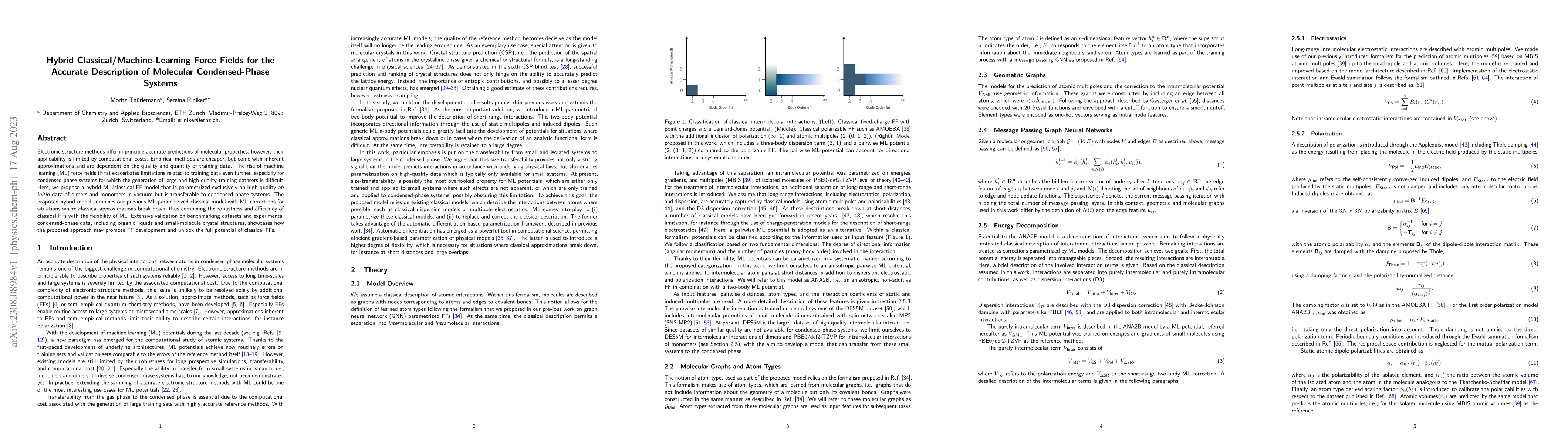 Thumbnail for Hybrid Classical/Machine-Learning Force Fields for the Accurate
  Description of Molecular Condensed-Phase Systems