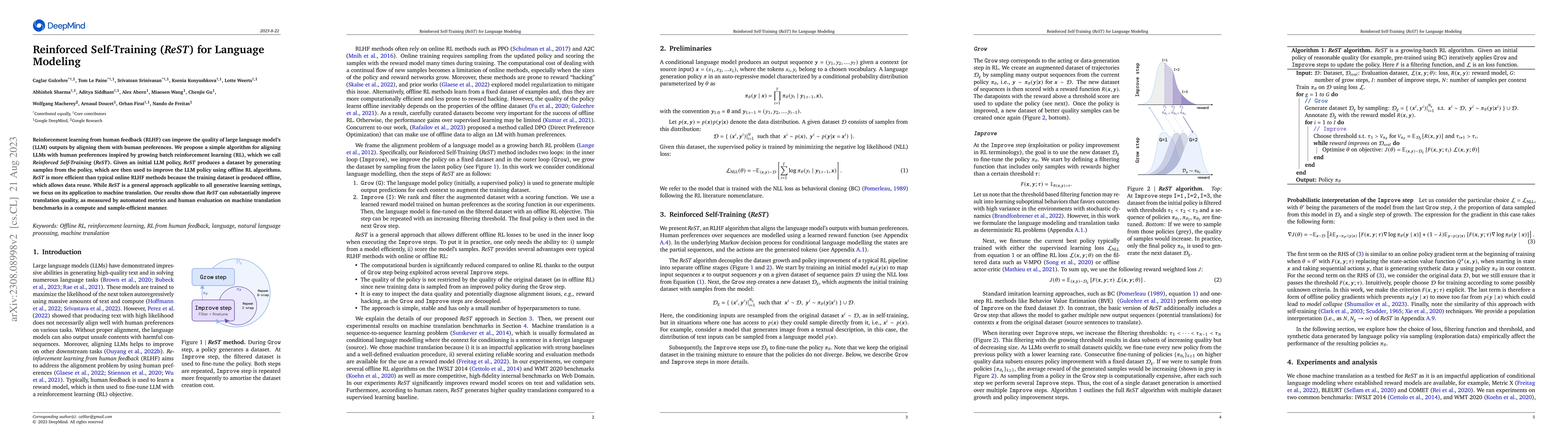 Thumbnail for Reinforced Self-Training (ReST) for Language Modeling