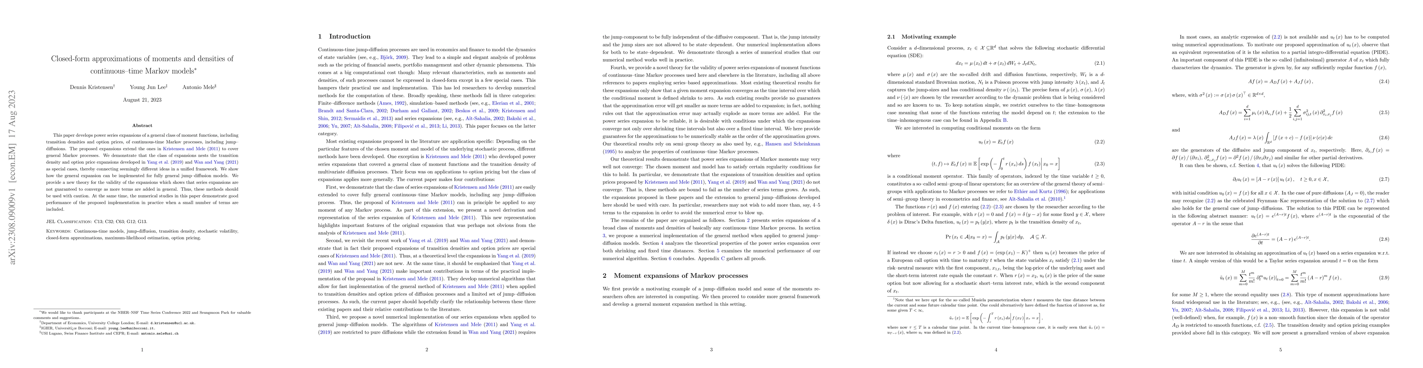 Thumbnail for Closed-form approximations of moments and densities of continuous-time
  Markov models