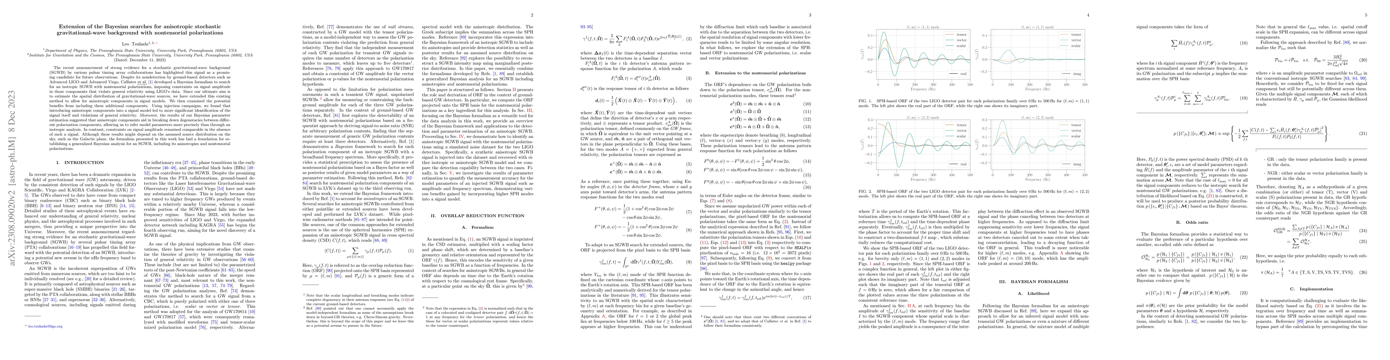 Thumbnail for Extension of the Bayesian searches for anisotropic stochastic
  gravitational-wave background with non-tensorial polarizations