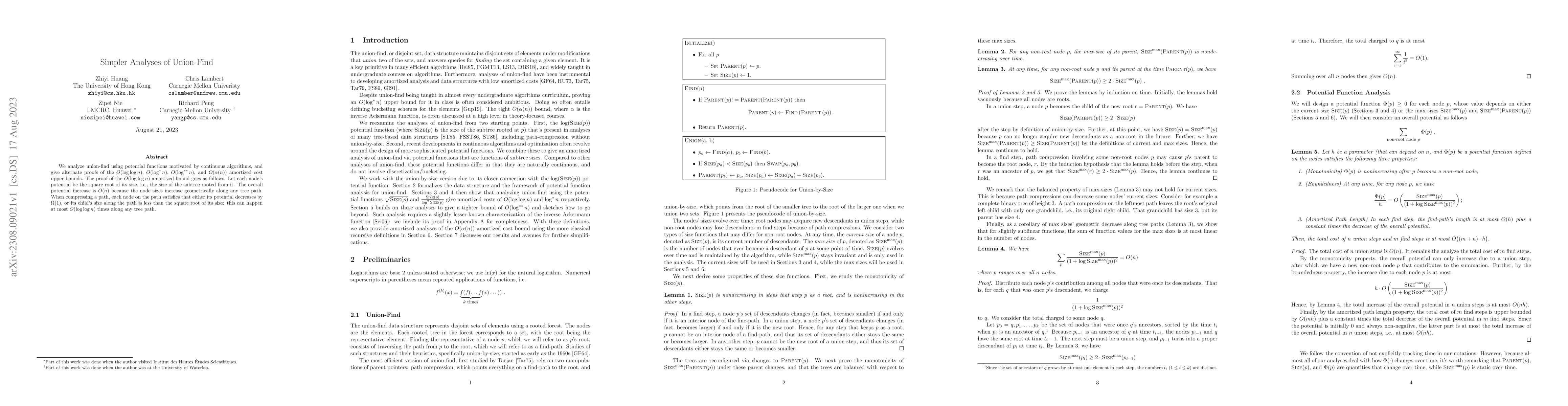 Thumbnail for Simpler Analyses of Union-Find
