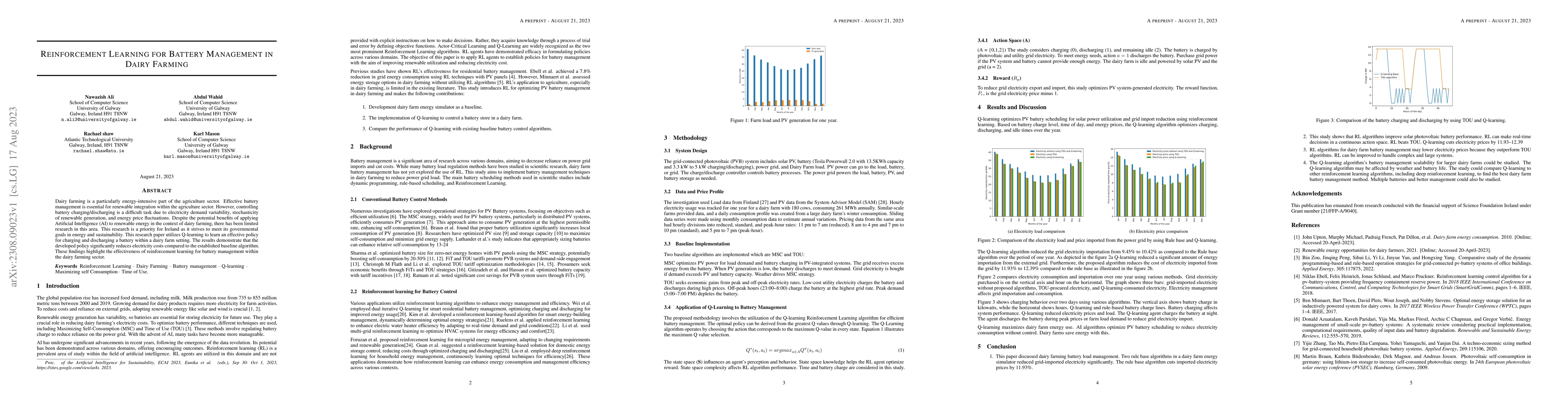Thumbnail for Reinforcement Learning for Battery Management in Dairy Farming