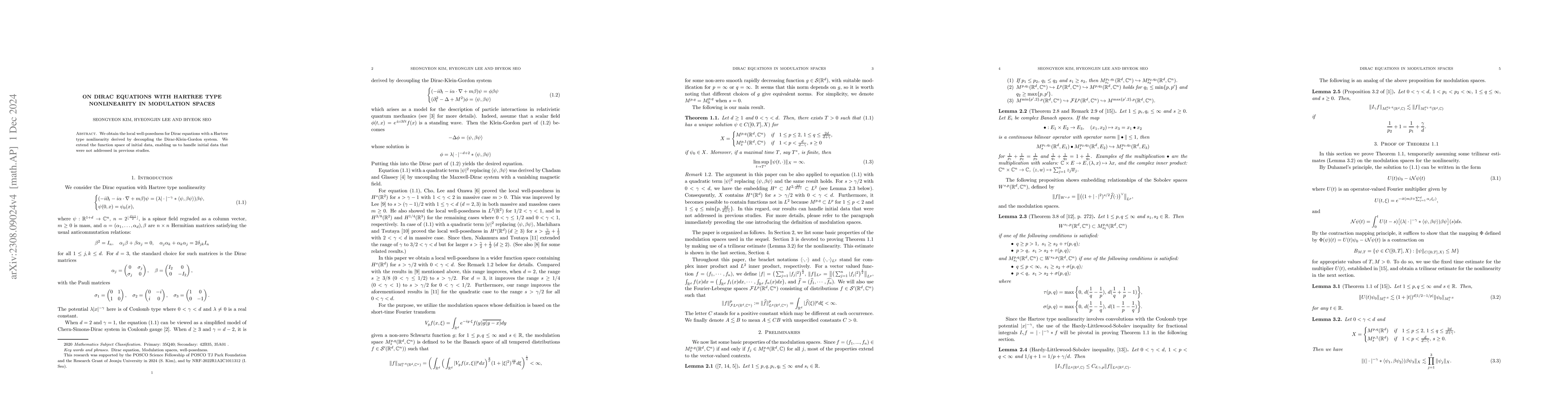 Thumbnail for On Dirac equations with Hartree type nonlinearity in modulation spaces
