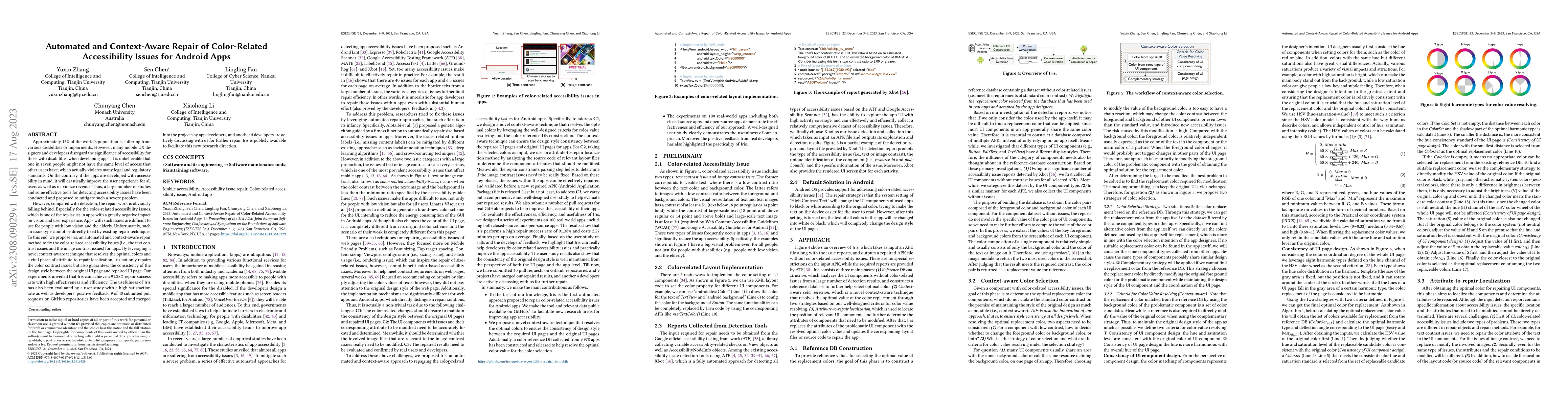 Thumbnail for Automated and Context-Aware Repair of Color-Related Accessibility Issues
  for Android Apps