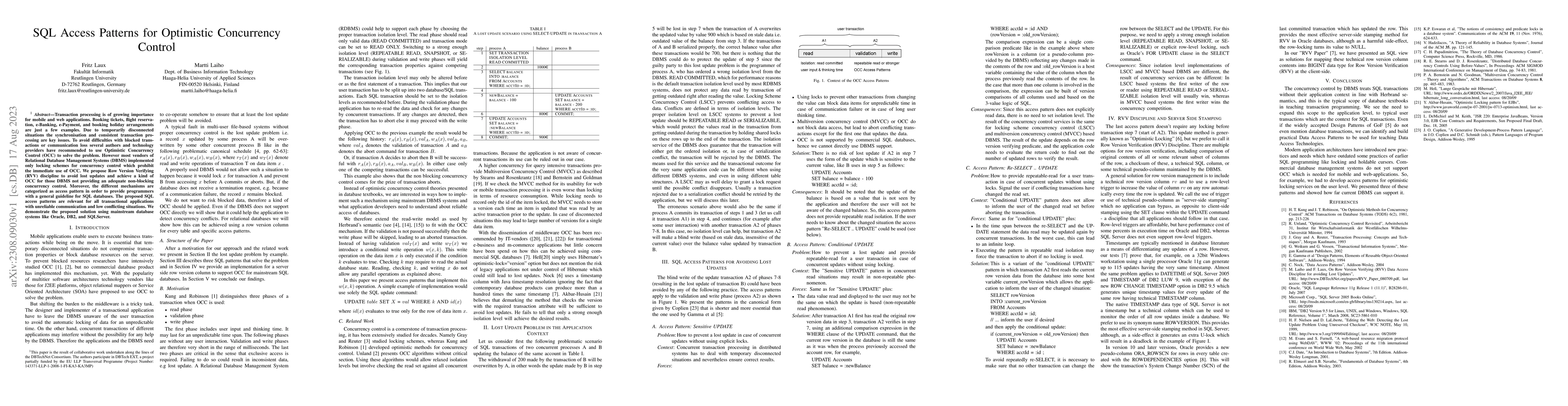 Thumbnail for SQL Access Patterns for Optimistic Concurrency Control
