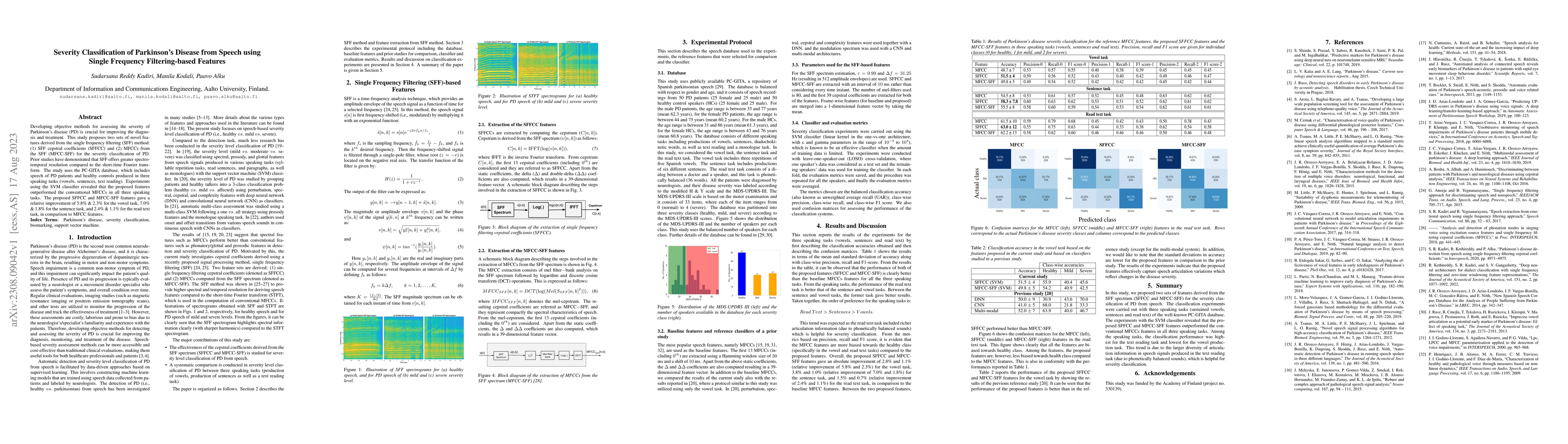Thumbnail for Severity Classification of Parkinson's Disease from Speech using Single
  Frequency Filtering-based Features