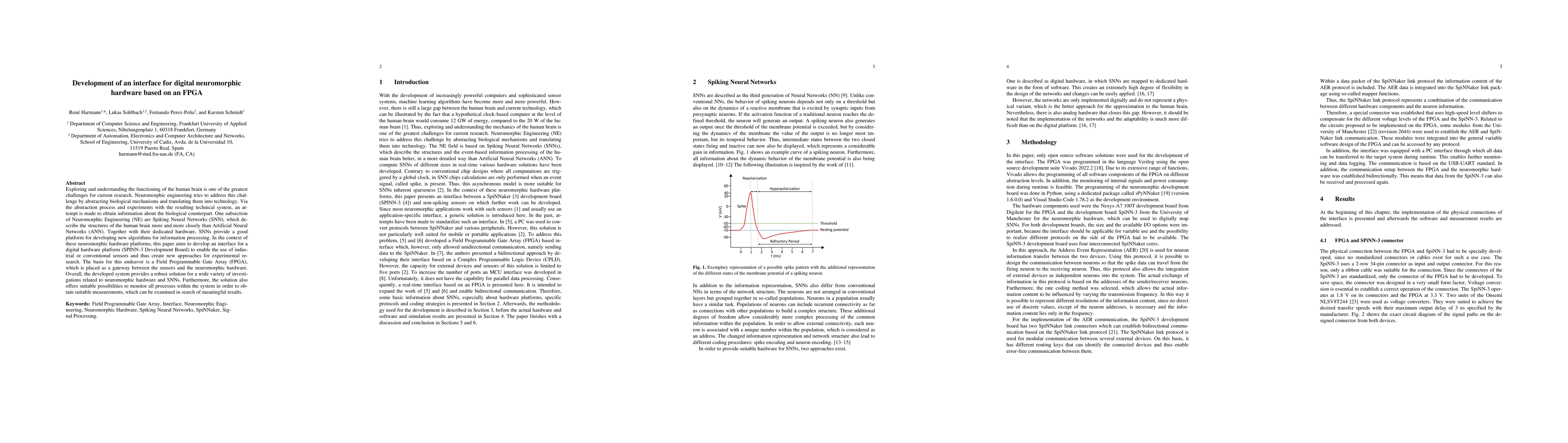 Thumbnail for Development of an interface for digital neuromorphic hardware based on
  an FPGA