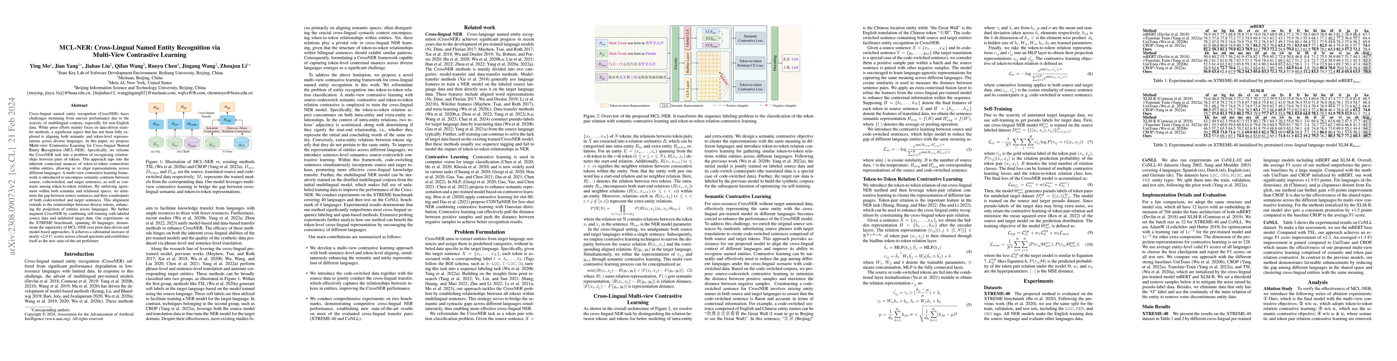 Thumbnail for mCL-NER: Cross-Lingual Named Entity Recognition via Multi-view
  Contrastive Learning