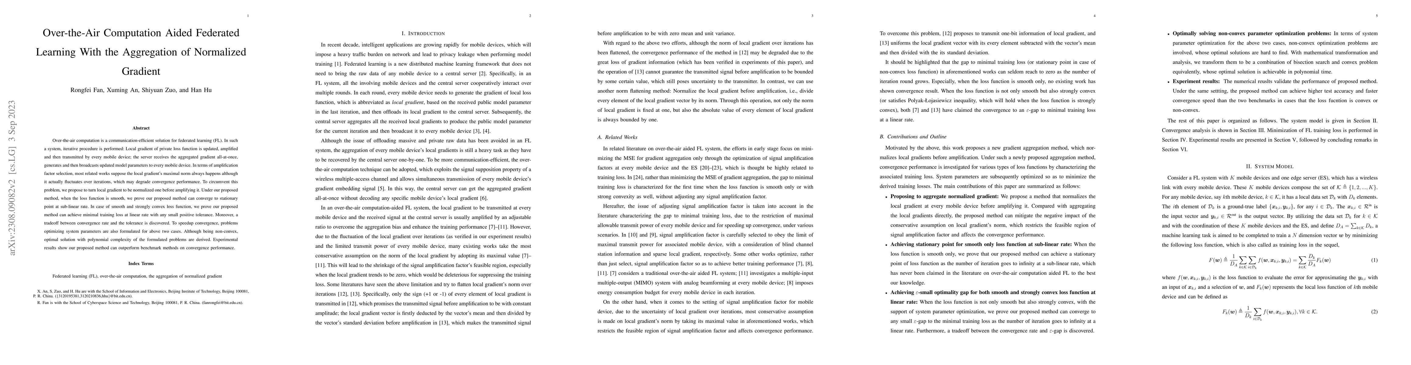 Thumbnail for Over-the-Air Computation Aided Federated Learning with the Aggregation
  of Normalized Gradient