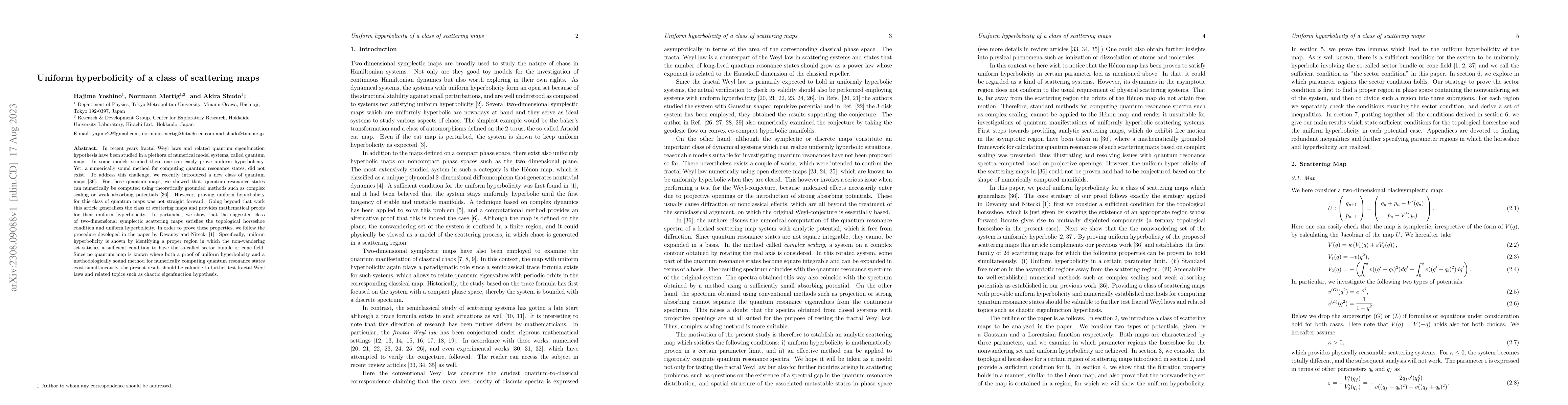 Thumbnail for Uniform hyperbolicity of a class of scattering maps