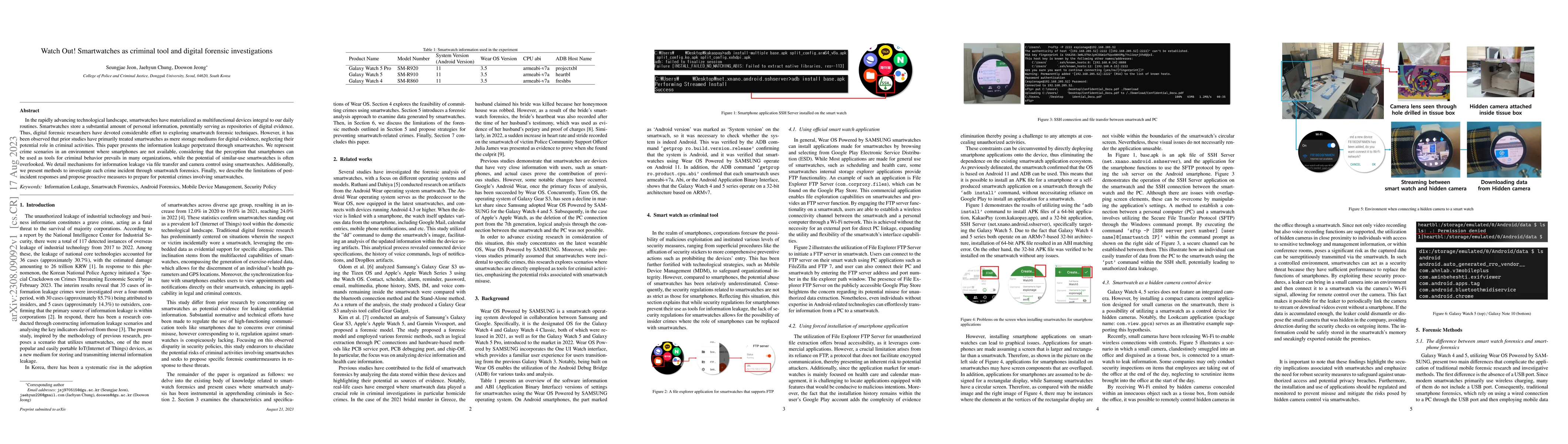 Thumbnail for Watch Out! Smartwatches as criminal tool and digital forensic
  investigations