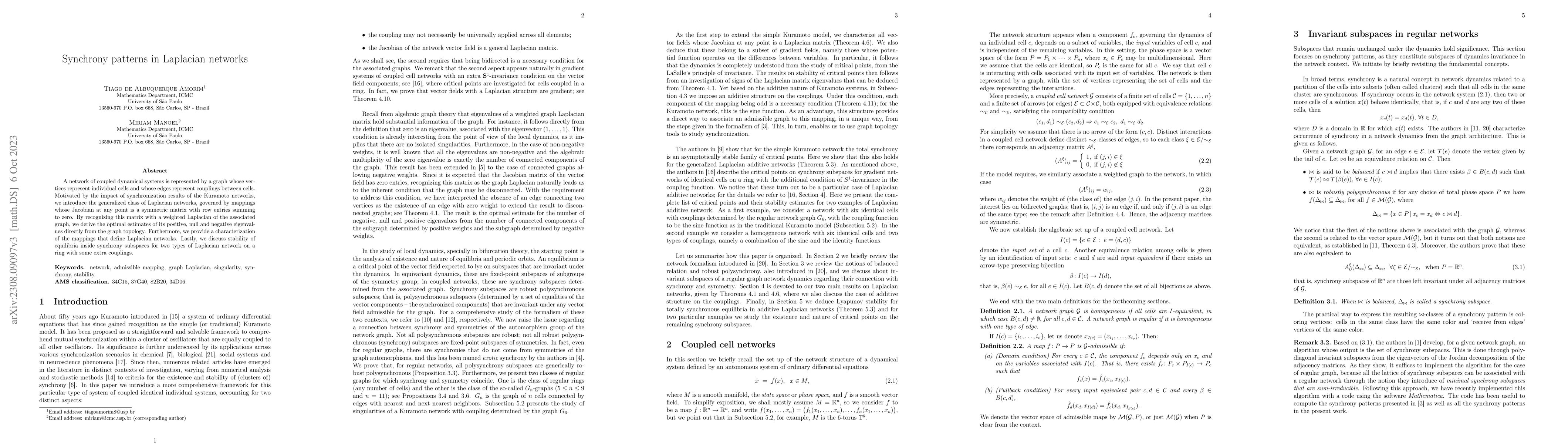 Thumbnail for Synchrony patterns in Laplacian networks