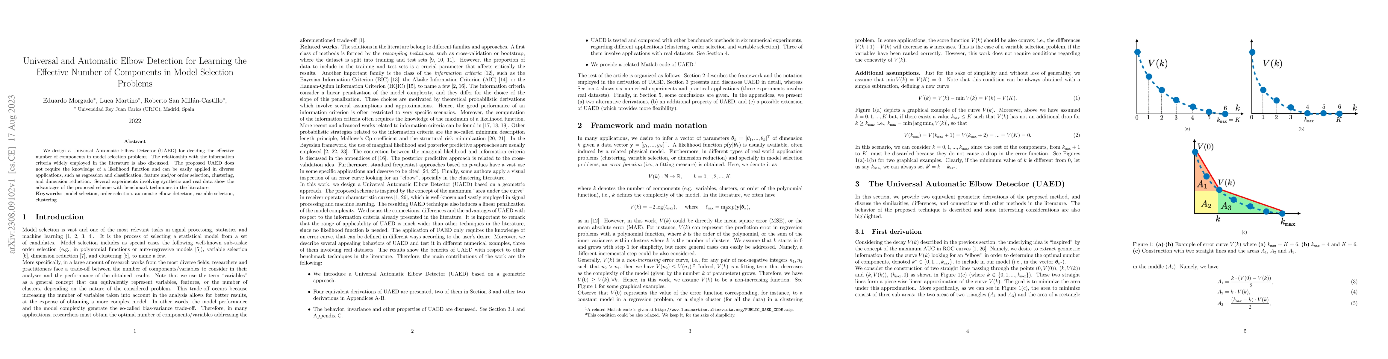 Thumbnail for Universal and Automatic Elbow Detection for Learning the Effective
  Number of Components in Model Selection Problems