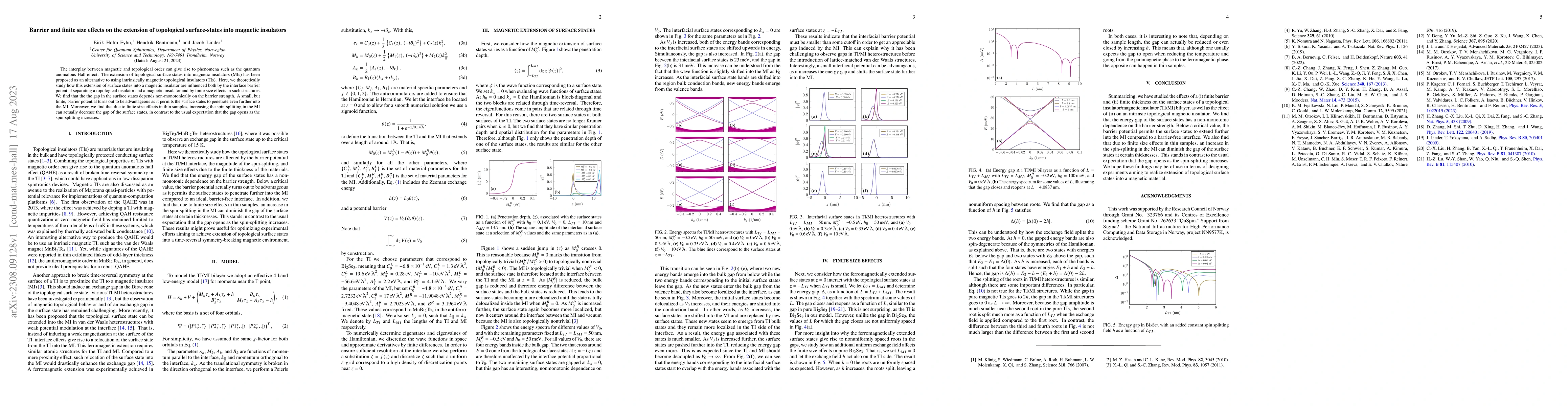 Thumbnail for Barrier and finite size effects on the extension of topological
  surface-states into magnetic insulators