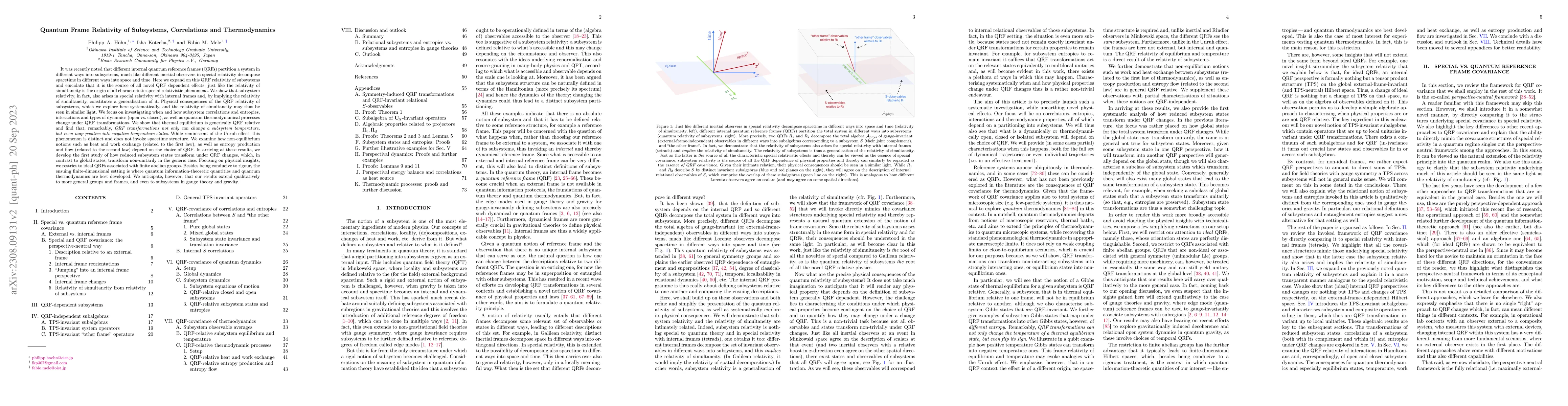 Thumbnail for Quantum Frame Relativity of Subsystems, Correlations and Thermodynamics