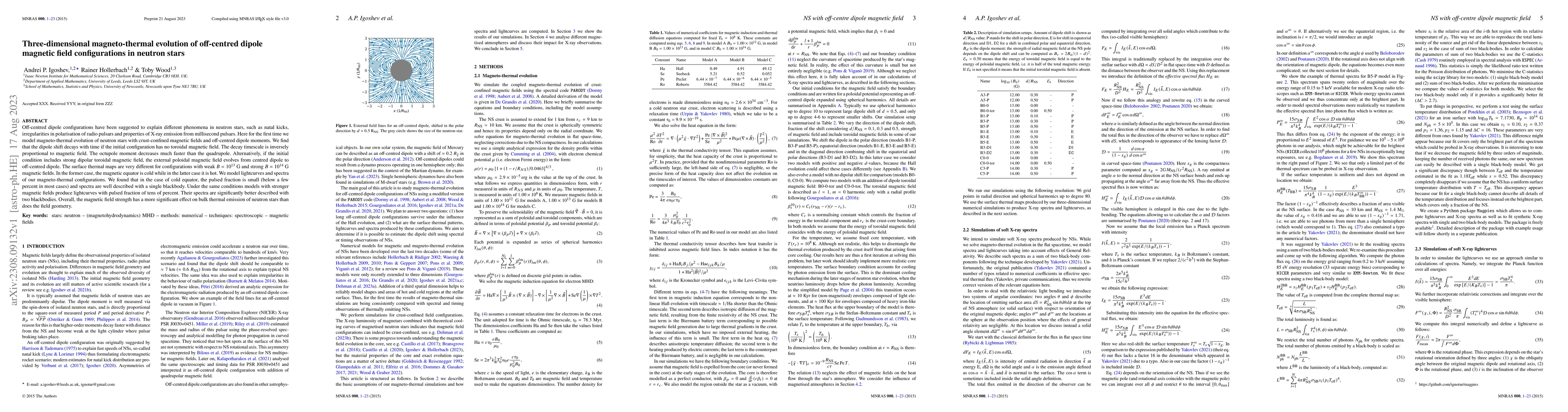 Thumbnail for Three-dimensional magneto-thermal evolution of off-centred dipole
  magnetic field configurations in neutron stars
