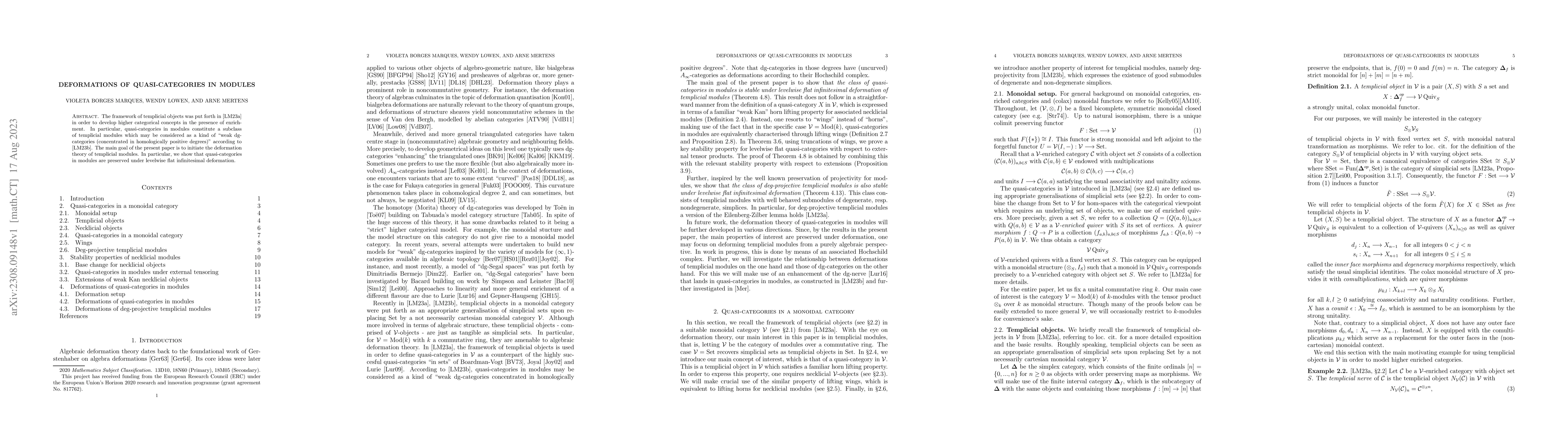 Thumbnail for Deformations of quasi-categories in modules