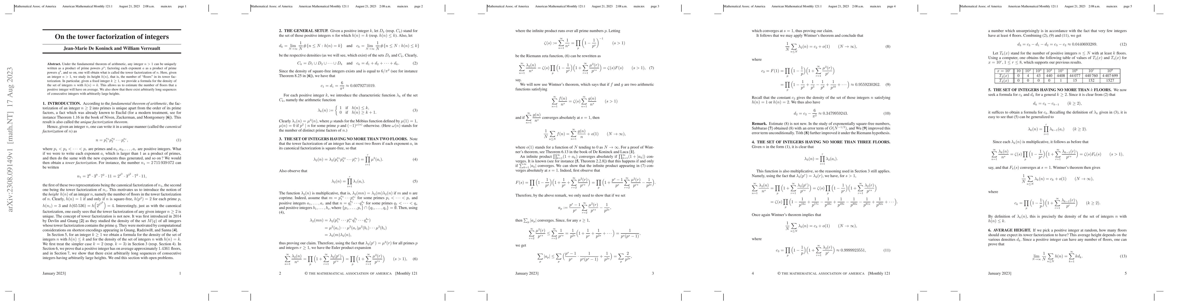 Thumbnail for On the tower factorization of integers