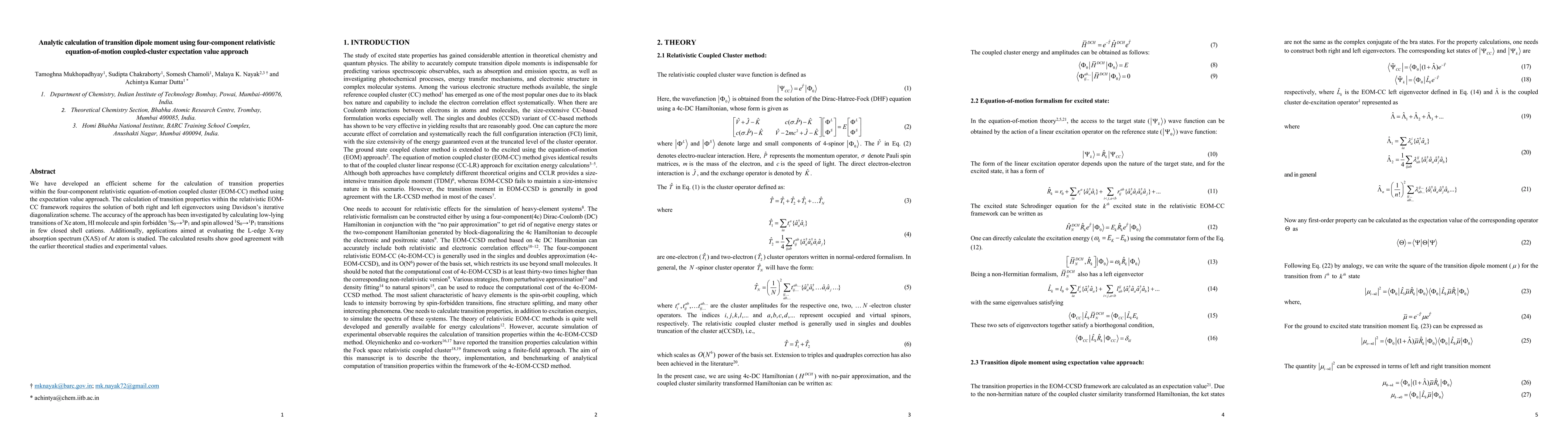 Thumbnail for Analytic Calculation of Transition dipole moment using four-component
  relativistic equation-of-motion coupled-cluster expectation value approach