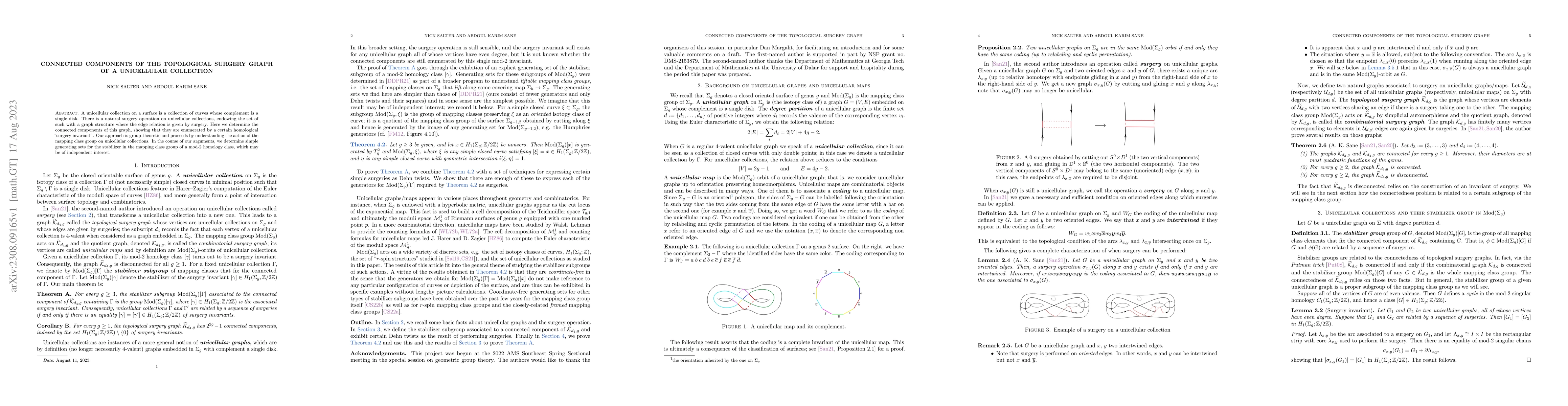 Thumbnail for Connected components of the topological surgery graph of a unicellular
  collection